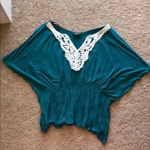 Teal dolman sleeve look blouse